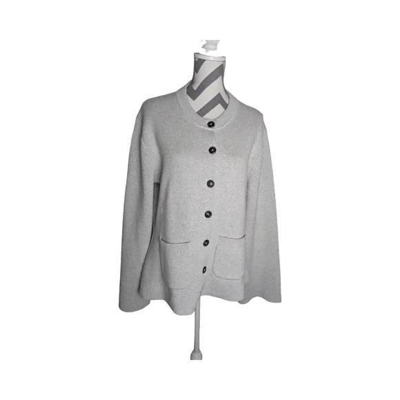 Modern Citizen Eames Organic Cotton And Wool Cardigan Sweater 1X Gray - Picture 8 of 8
